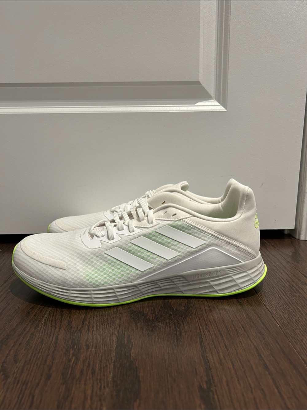 adidas Men's White Sneakers with Neon Green Accent
